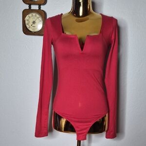 Women's Red Long Sleeve Top